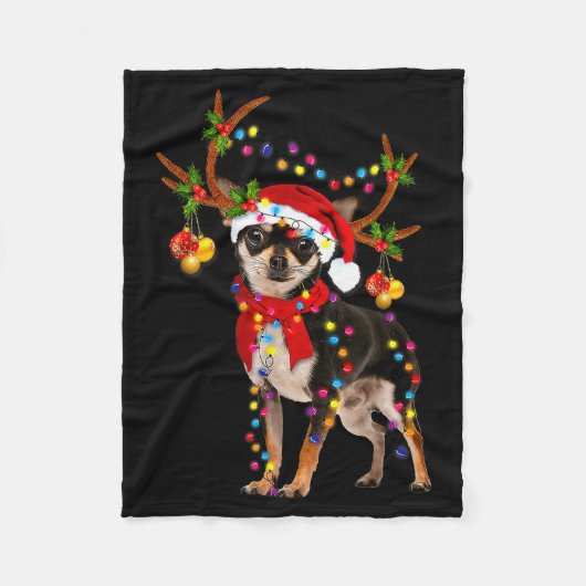 Black And Tan Chihuahua Gorgeous Reindeer Christma Fleece Deken (Voorkant)