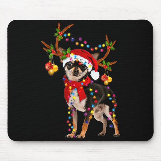 Black And Tan Chihuahua Gorgeous Reindeer Christma Muismat (Voorkant)