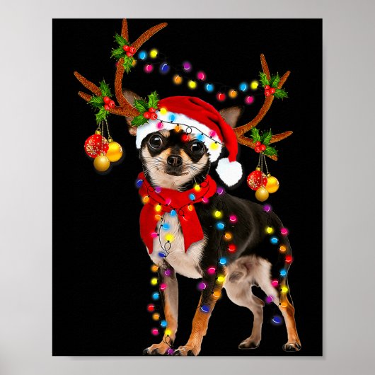 Black And Tan Chihuahua Gorgeous Reindeer Christma Poster (Voorkant)