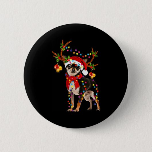 Black And Tan Chihuahua Gorgeous Reindeer Christma Ronde Button 5,7 Cm (Voorkant)