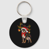 Black And Tan Chihuahua Gorgeous Reindeer Christma Sleutelhanger (Voorkant)