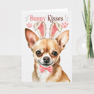 Black and Tan Chihuahua in Bunny Ears voor Pasen Feestdagen Kaart