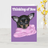 Black and Tan Chihuahua Puppy Kaart (Gele Bloem)