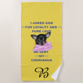 Black and Tan Chihuahua Puppy Monogrammed Strandlaken (Voorkant)