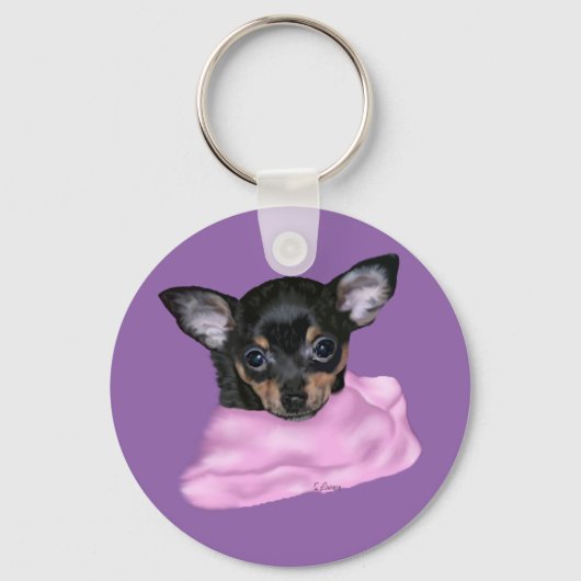 Black and Tan Chihuahua Puppy Sleutelhanger (Voorkant)