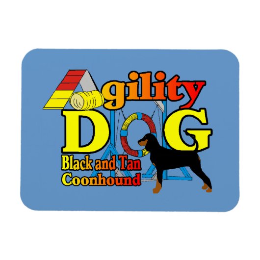 Black and Tan Coonhound Agility Magneet (Horizontaal)