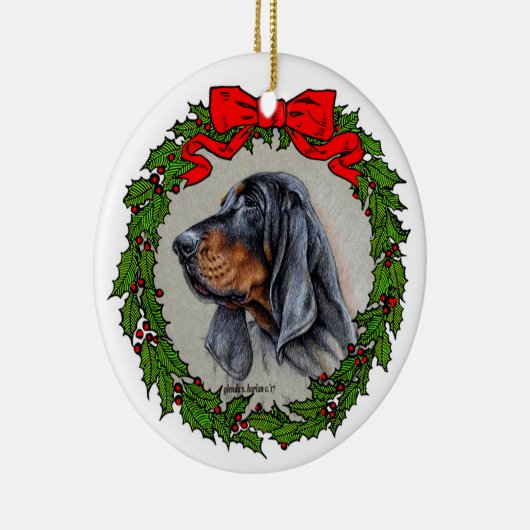 Black and Tan Coonhound Art van Glenda S. Harlan Keramisch Ornament (Rechts)