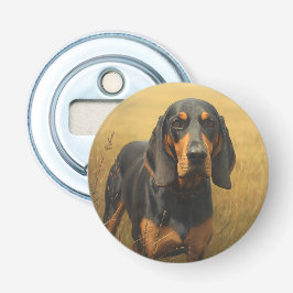 Black and Tan Coonhound Button Flesopener