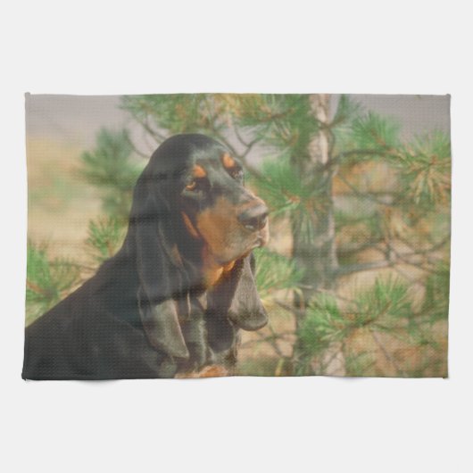 Black and Tan Coonhound Dog Kitchen Towel Theedoek (Horizontaal)