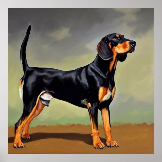 Black and Tan Coonhound Dog Poster (Voorkant)