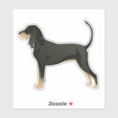 Black and Tan Coonhound Dog Side Uitzicht Silhouet Sticker (Vel)