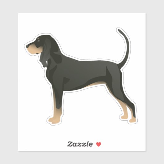 Black and Tan Coonhound Dog Side Uitzicht Silhouet Sticker (Vel)