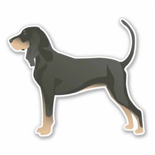 Black and Tan Coonhound Dog Side Uitzicht Silhouet Sticker (Voorkant)