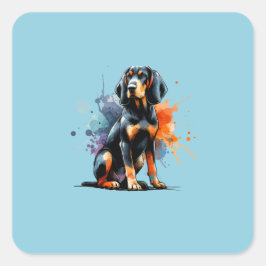 Black and Tan Coonhound Dog Vierkante Sticker