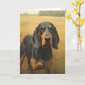 Black and Tan Coonhound Kaart (Gele Bloem)