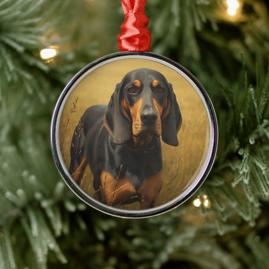 Black and Tan Coonhound Metalen Ornament (Boom)