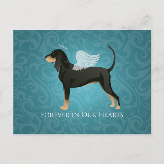 Black and Tan Coonhound Pet Dog Memorial Angel Briefkaart (Voorkant)