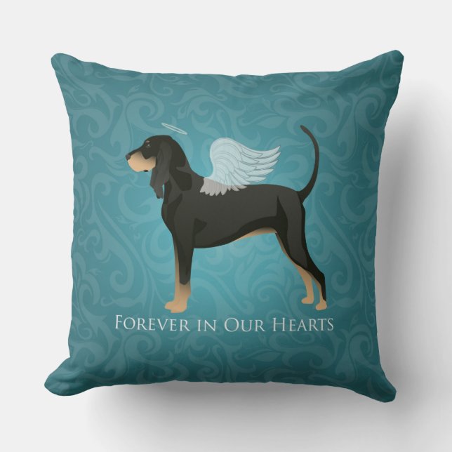 Black and Tan Coonhound Pet Dog Memorial Angel Kussen (Voorkant)