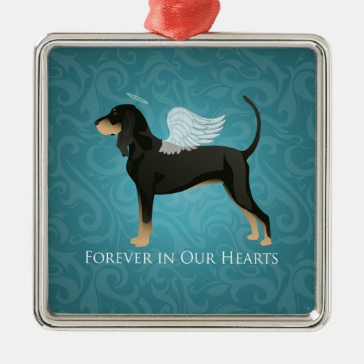Black and Tan Coonhound Pet Dog Memorial Angel Metalen Ornament (Voorkant)