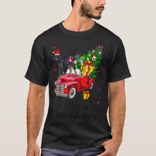 Black and Tan Coonhound Rides Red Truck T-shirt