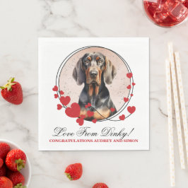 Black and Tan Coonhound Rode Hart Krans Hond Foto Servet