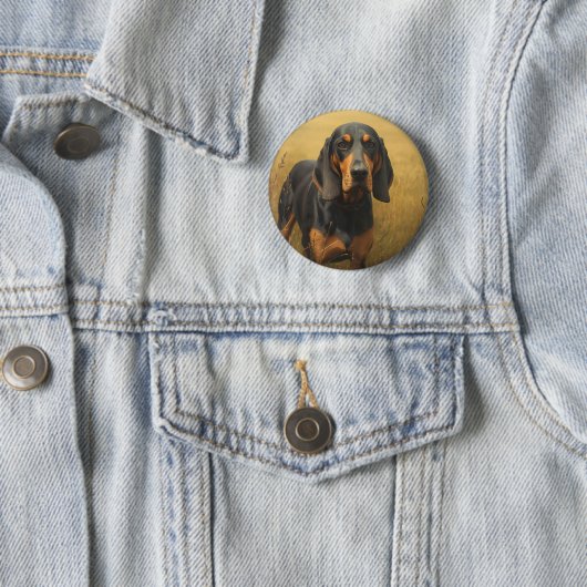Black and Tan Coonhound Ronde Button 5,7 Cm (In situ)