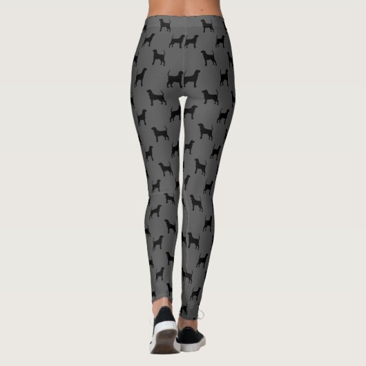 Black and Tan Coonhound Silhouettes Dogs Pattern Leggings (Achterkant)
