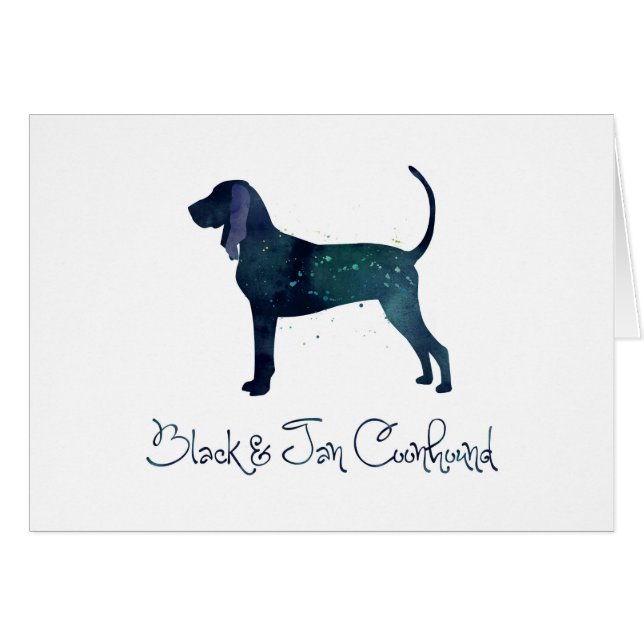 Black and Tan Coonhound Waterverf Silhouette (Voorkant Horizontaal)