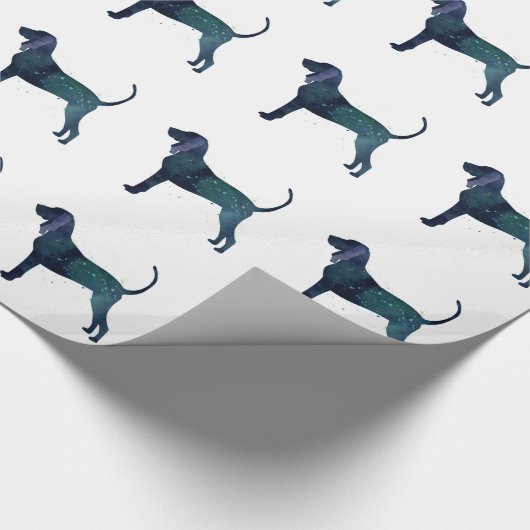 Black and Tan Coonhound Waterverf Silhouette Cadeaupapier (Hoek)