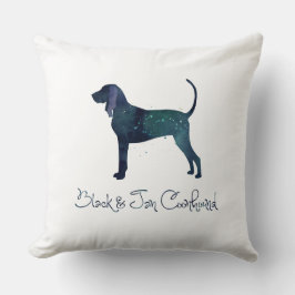Black and Tan Coonhound Waterverf Silhouette Kussen
