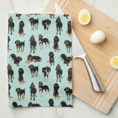 Black and Tan Coonhounds Kitchen Towel Theedoek (Quarter Fold)