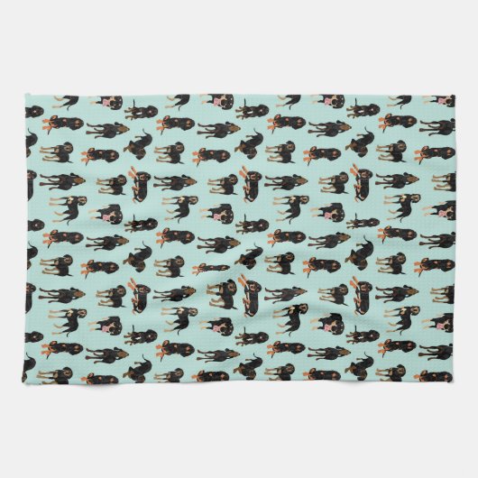 Black and Tan Coonhounds Kitchen Towel Theedoek (Horizontaal)