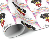 Black and Tan Dachshund Birthday Cadeaupapier (Rol Hoek)