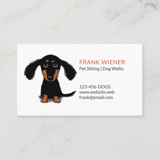 Black and Tan Dachshund | Cute Doxie Cartoon Dog Visitekaartje (Voorkant)