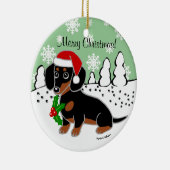 Black and Tan Dachshund Cute Eyes Santa Keramisch Ornament (Rechts)