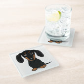 Black and Tan Dachshund Cute Weiner Dog Glazen Onderzetter (Schuin)