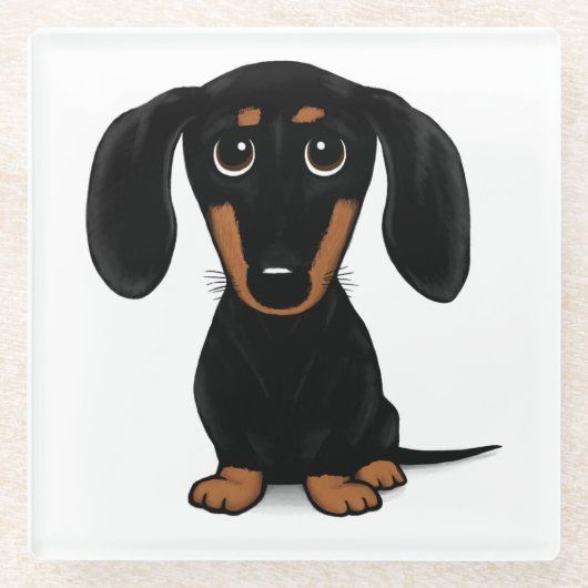 Black and Tan Dachshund Cute Weiner Dog Glazen Onderzetter (Voorkant)