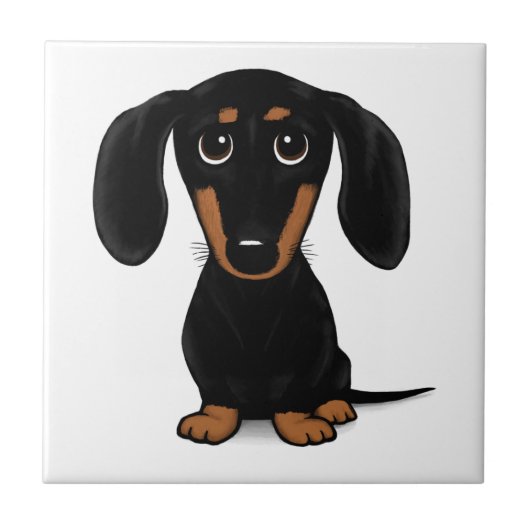 Black and Tan Dachshund Cute Weiner Dog Tegeltje (Voorkant)