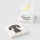 Black and Tan Dachshund Cute Wiener Dog Stenen Onderzetter (Zijkant)