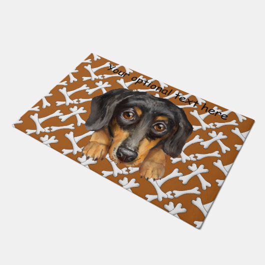 Black and Tan Dachshund Doormat Deurmat (Schuin)