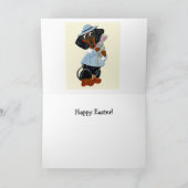 Black and Tan Dachshund Easter Bunny Card Kaart (Binnen)