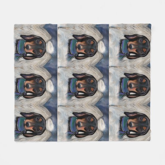 Black and Tan Dachshund Fleece Deken (Voorkant (Horizontaal))