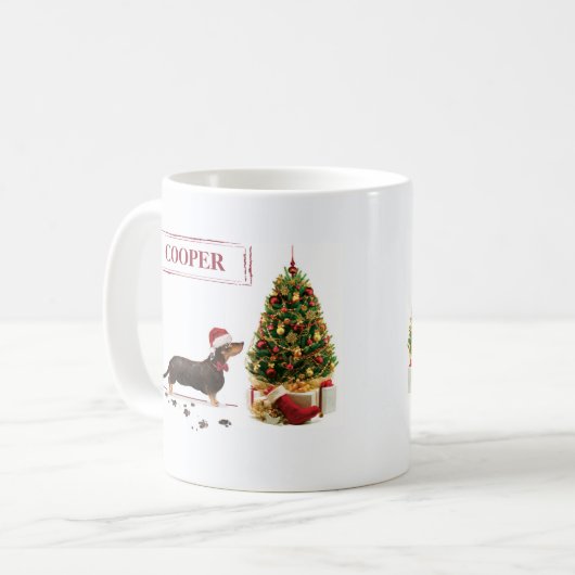 Black and Tan Dachshund Funny Kersthond Koffiemok (Voorkant links)