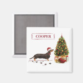 Black and Tan Dachshund Funny Kersthond Magneet (Voorkant / Achterkant)