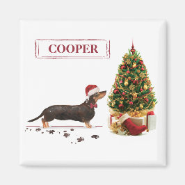 Black and Tan Dachshund Funny Kersthond Magneet