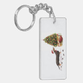 Black and Tan Dachshund Funny Kersthond Sleutelhanger (Voorkant Links)