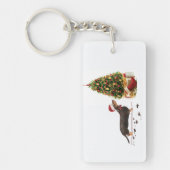 Black and Tan Dachshund Funny Kersthond Sleutelhanger (Voorkant)