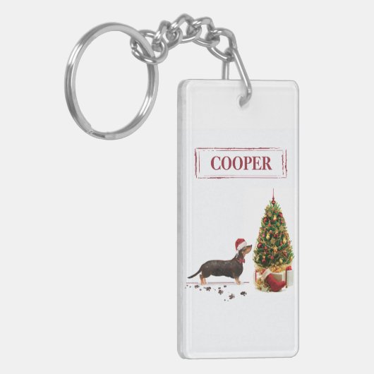 Black and Tan Dachshund Funny Kersthond Sleutelhanger (Voorkant Links)