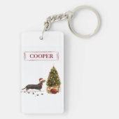 Black and Tan Dachshund Funny Kersthond Sleutelhanger (achterkant)