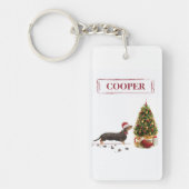 Black and Tan Dachshund Funny Kersthond Sleutelhanger (Voorkant)
